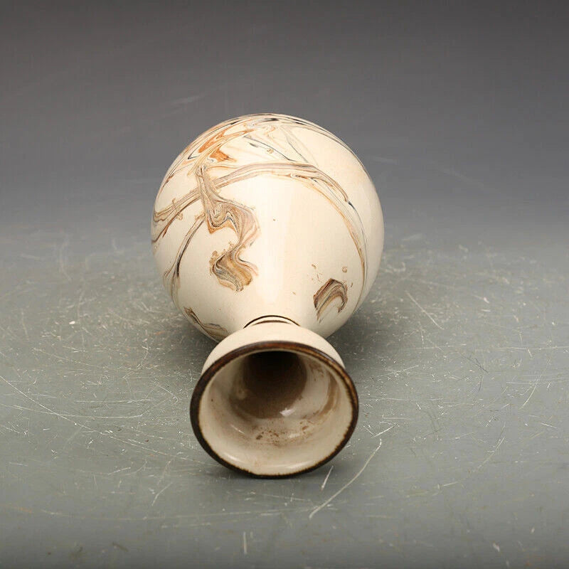 7.8"China CiZhou Kiln Porcelain Is Huairen Kiln Gnarled Enamel Yu Hu Chun Vase 4