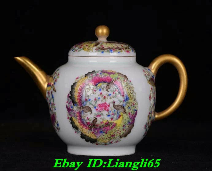 5" Yongzheng Marked China Colour Enamel Porcelain Dynasty Flower Handle Teapot-