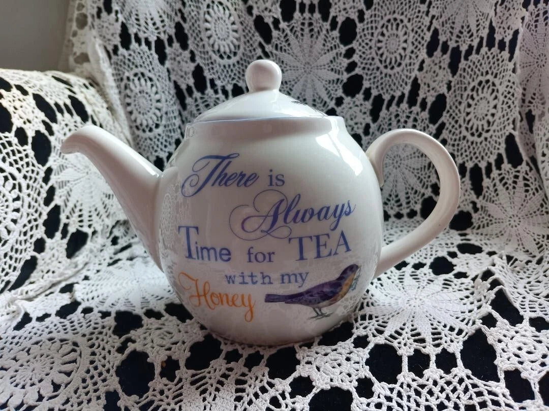 **Vintage Creative Co-op Artist Mary Lake Ampson Ceramic Teapot~Bird & Bee**