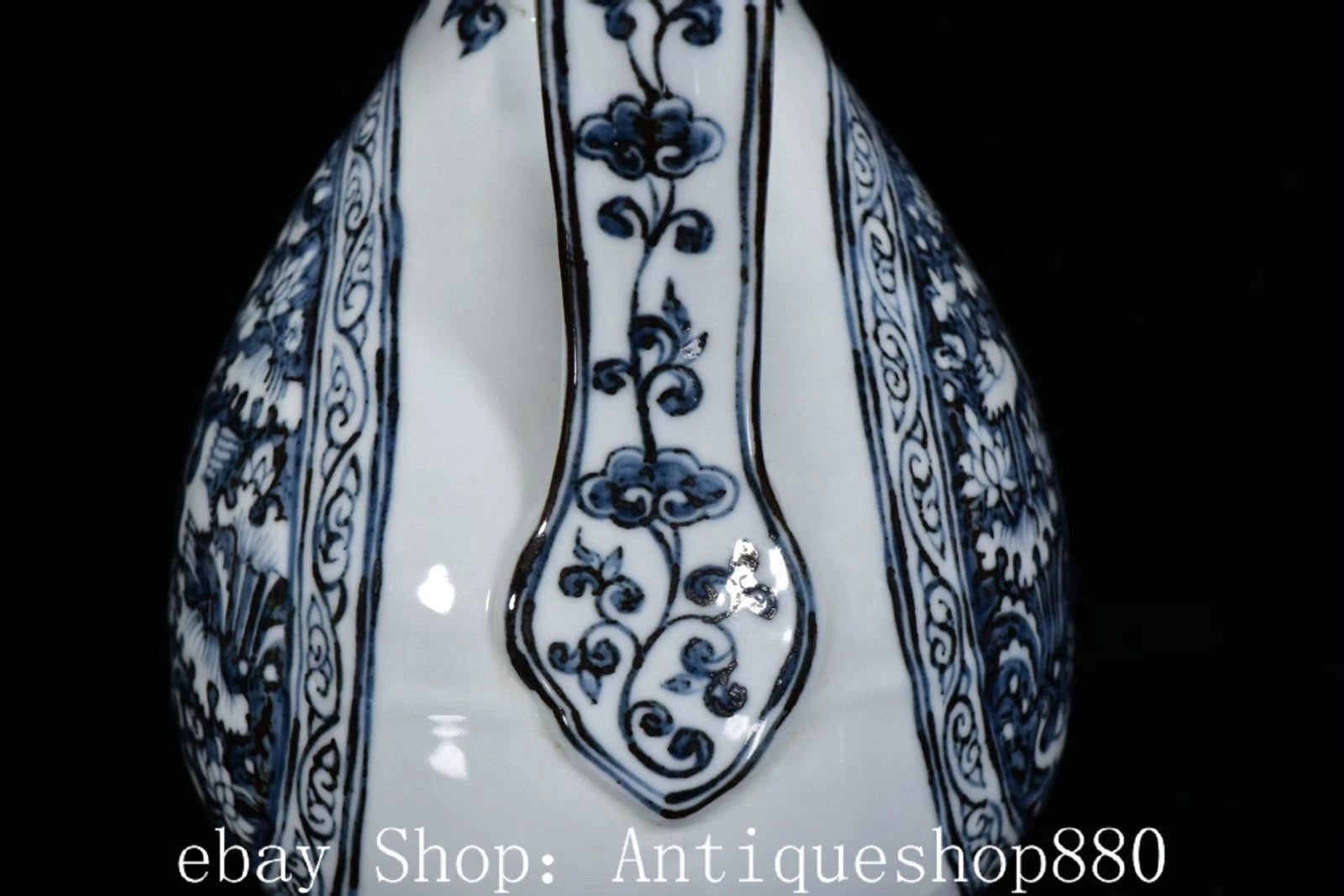 10.2" Ming Hong Wu Year Blue White Porcelain Crane Birds Wine Tea Pot Flagon