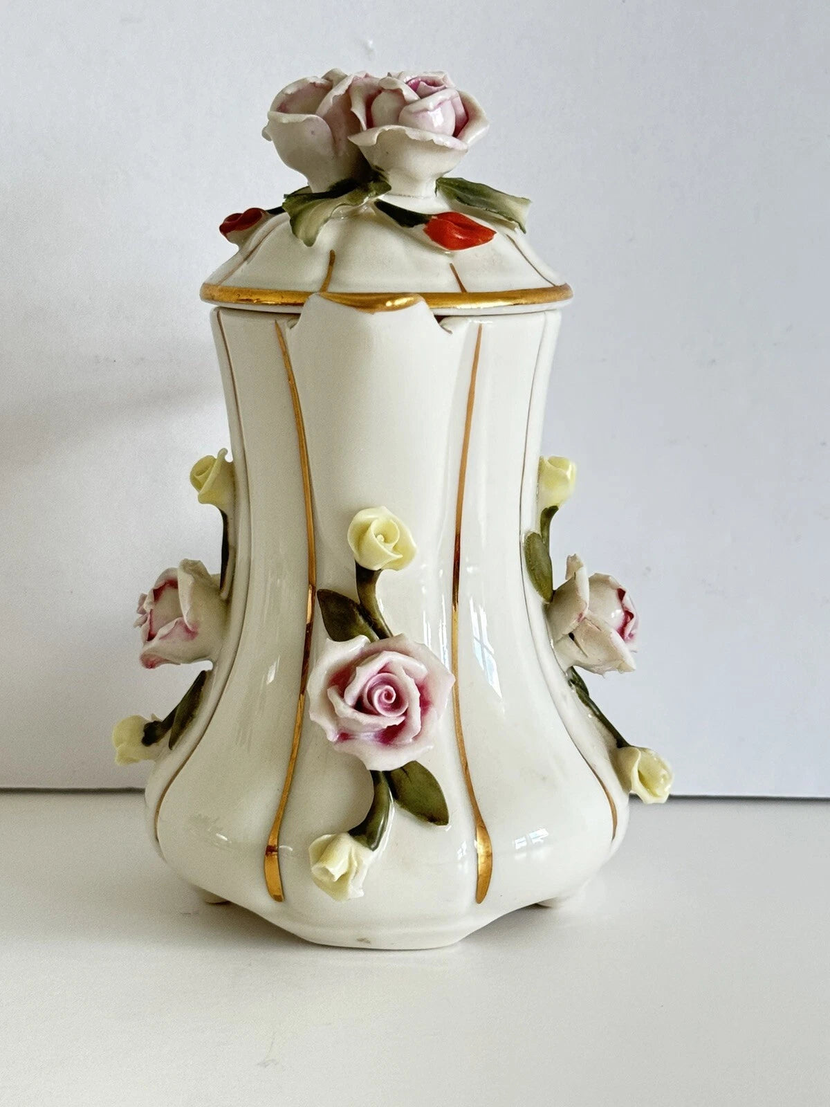 Antique Vintage Porcelain Teapot w/ Gold Accents Porcellana N