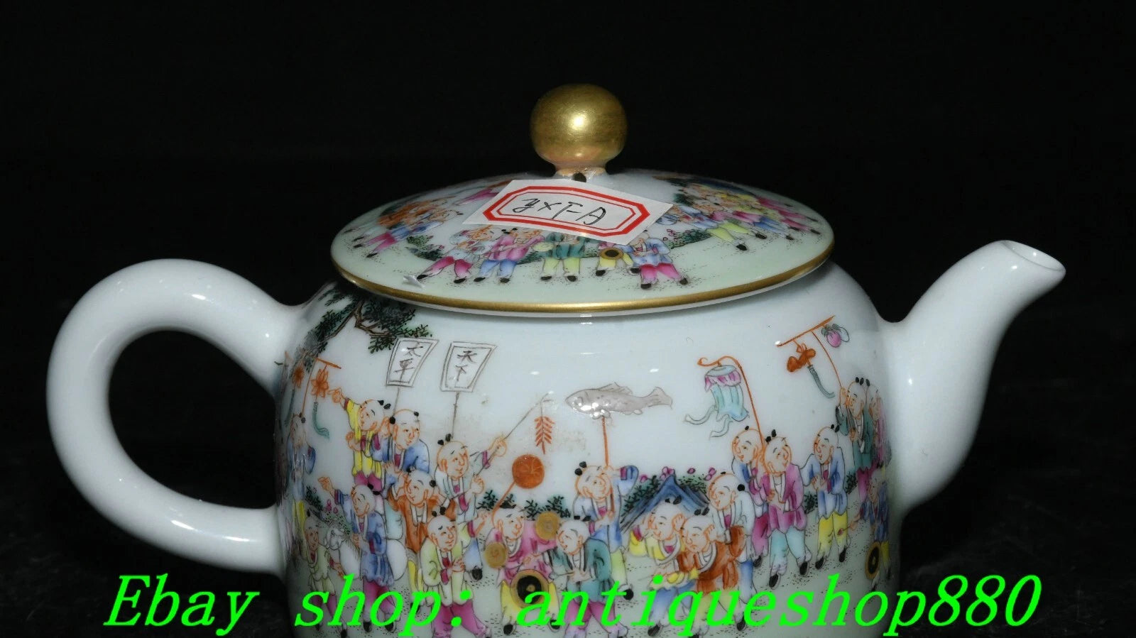 5.5''Qing Qianlong Enamel Colour Porcelain Gold Tongzi Wine Tea Pot Flagon-