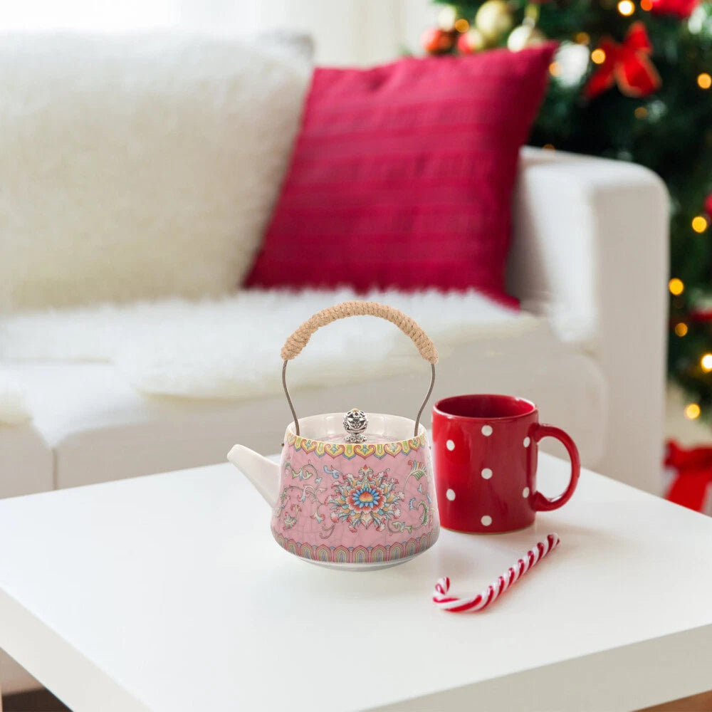 3 Count Enamel Teapot Travel Porcelain Pots Chinese Style Kettle