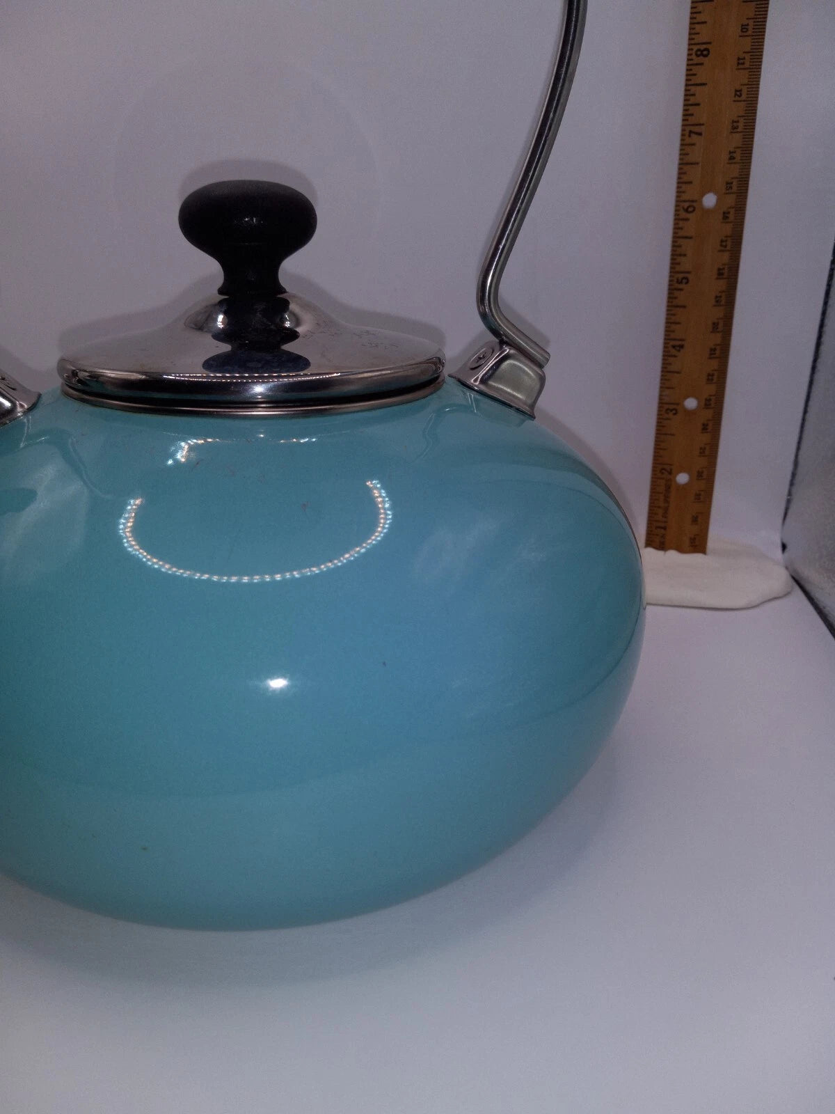 Chantal Whistling Tea Kettle 2 Qt Stovetop Enamel Turquoise Aqua Teapot
