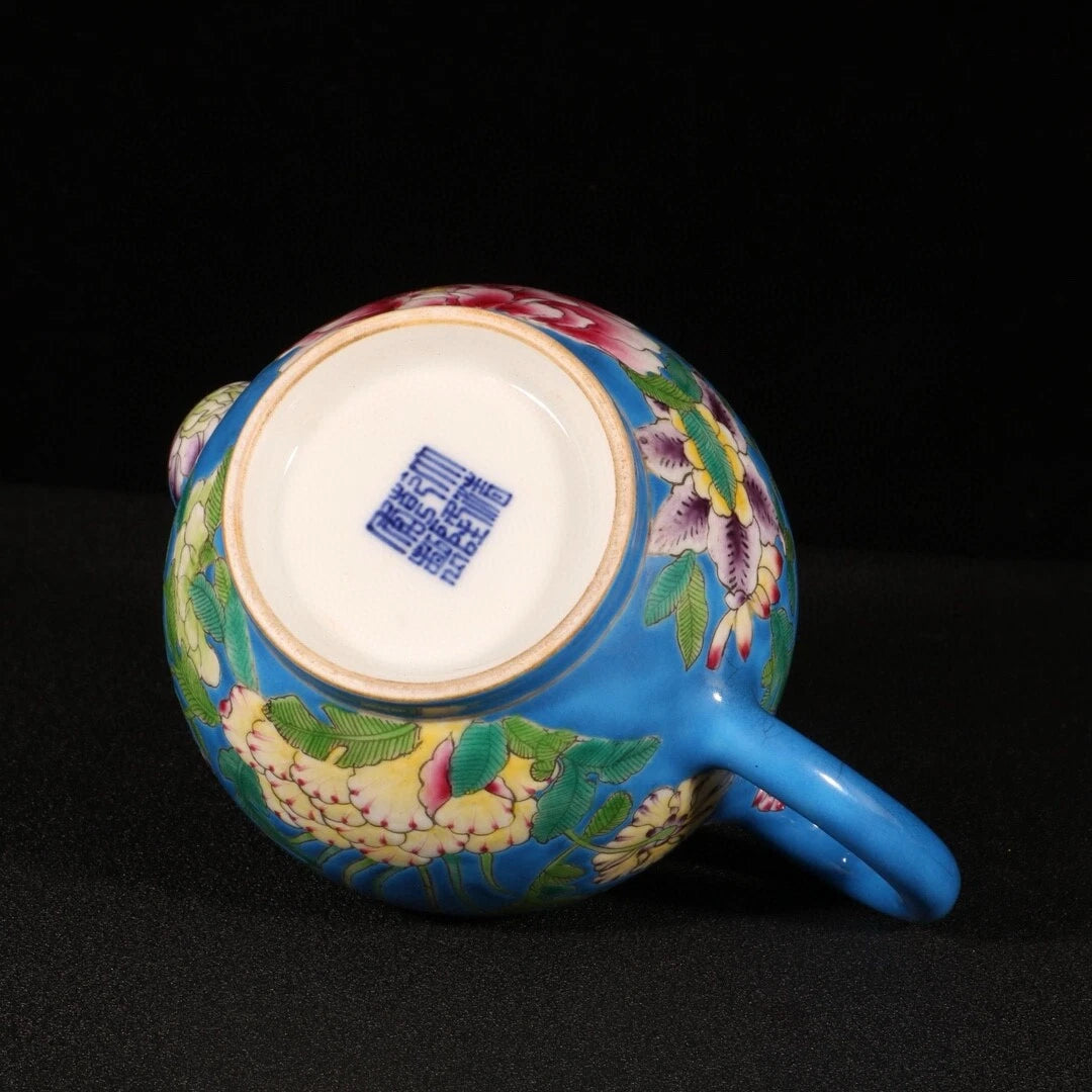 6.4"Old Chinese antique the Qing dynasty Qianlong reign Enamel Floral patternpot