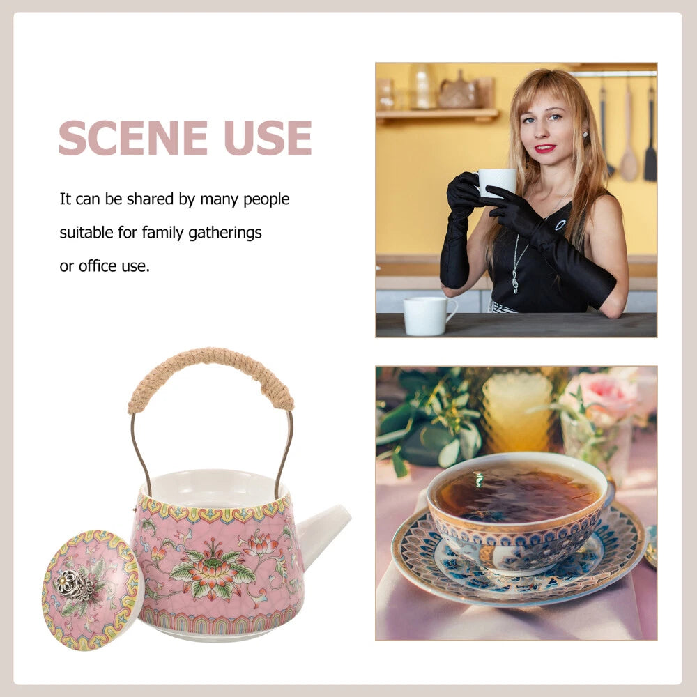3 Count Enamel Teapot Travel Porcelain Pots Chinese Style Kettle