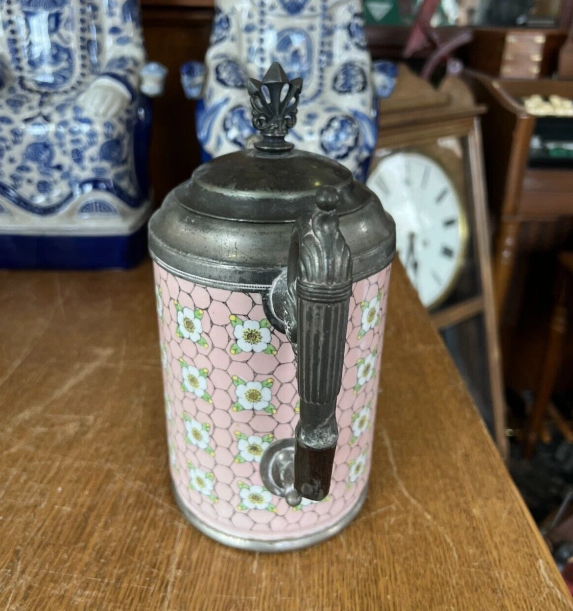 Antique Graniteware and Enamel Coffee Pot / Teapot with Lid