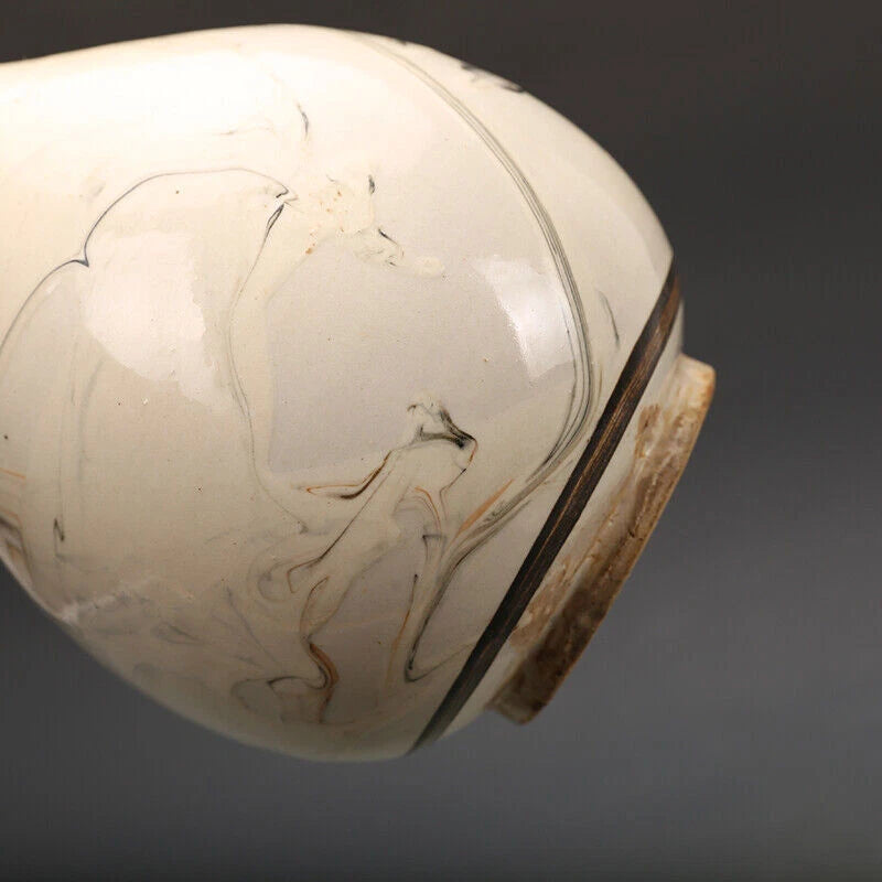 8.3"China CiZhou Kiln Porcelain Is Huairen Kiln Gnarled Enamel Yu Hu Chun Vase 4