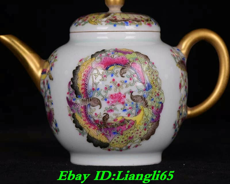 5" Yongzheng Marked China Colour Enamel Porcelain Dynasty Flower Handle Teapot-