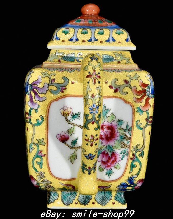 7" Yongzheng Dynasty Enamel Colour Porcelain Gilt Fengshui landscape Kettle Pot