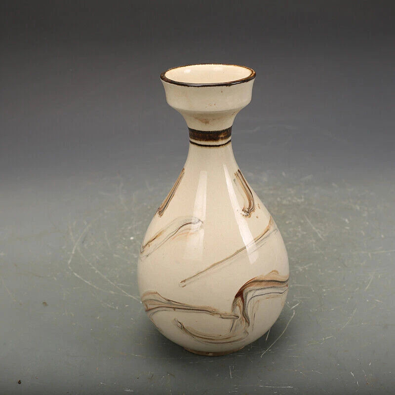 7.8"China CiZhou Kiln Porcelain Is Huairen Kiln Gnarled Enamel Yu Hu Chun Vase 4