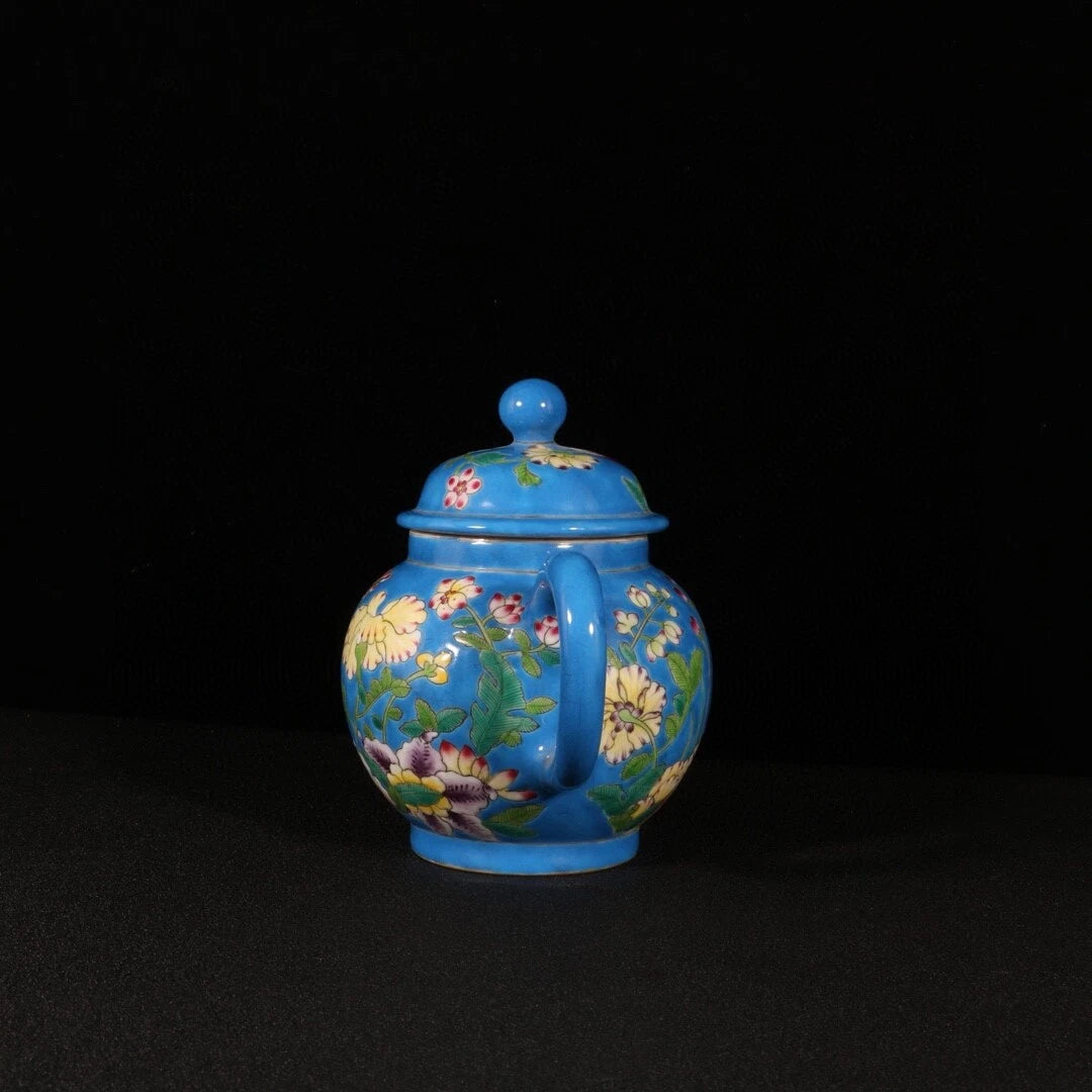 6.4"Old Chinese antique the Qing dynasty Qianlong reign Enamel Floral patternpot