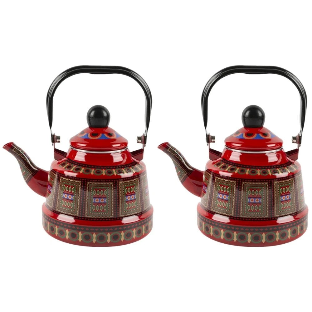 2 Count Enamel Teapot Woman Retro for Stovetop Porcelain Kettle Coffee