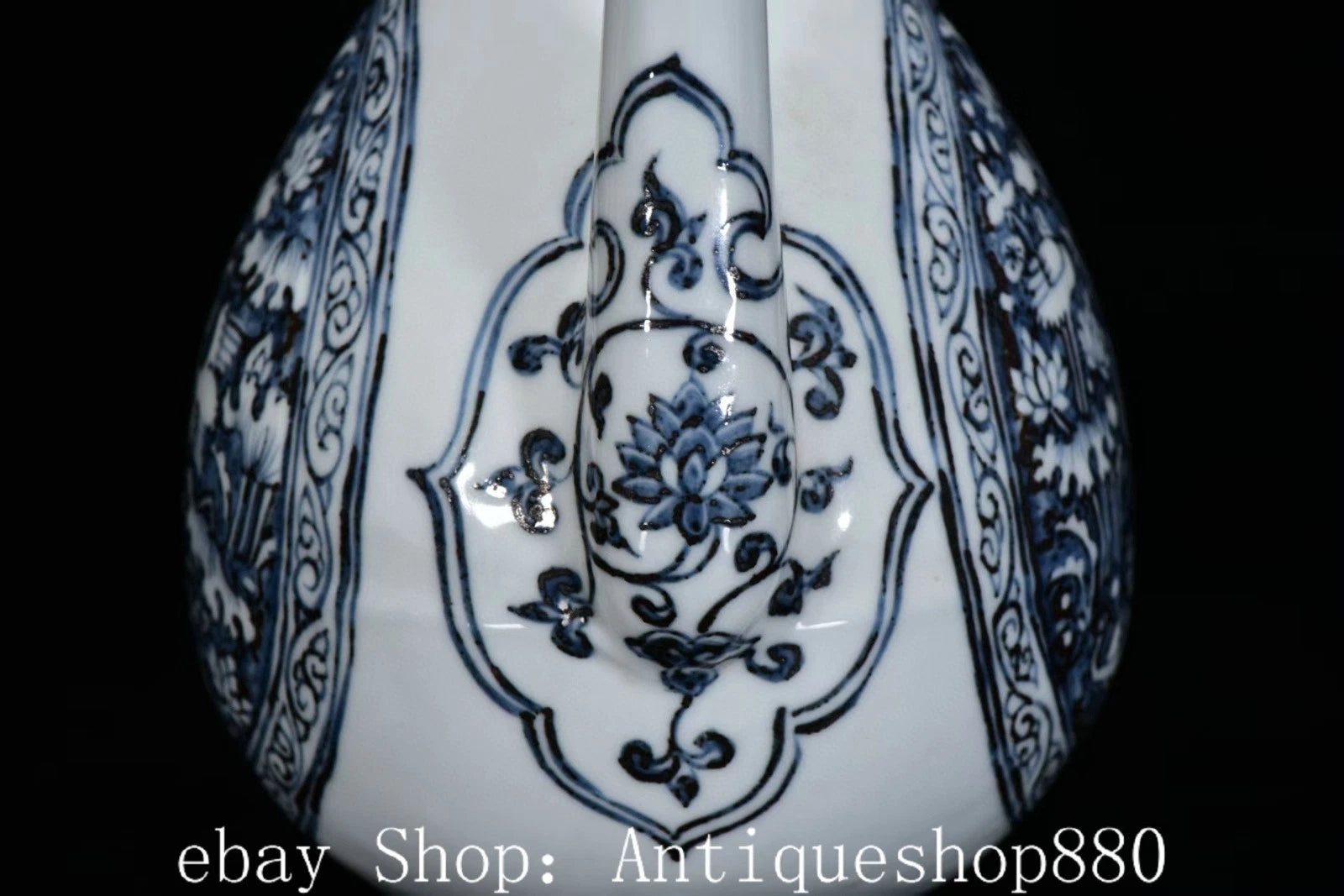 10.2" Ming Hong Wu Year Blue White Porcelain Crane Birds Wine Tea Pot Flagon
