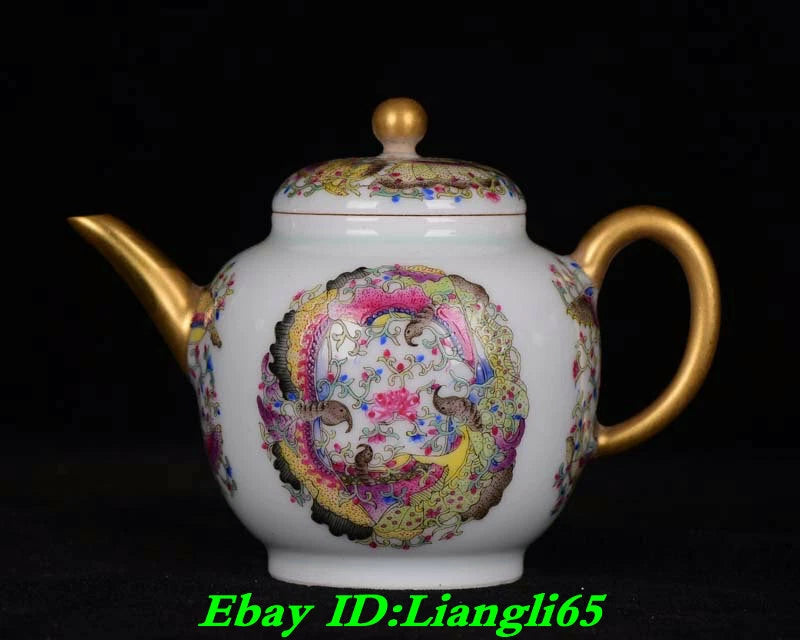 5" Yongzheng Marked China Colour Enamel Porcelain Dynasty Flower Handle Teapot-