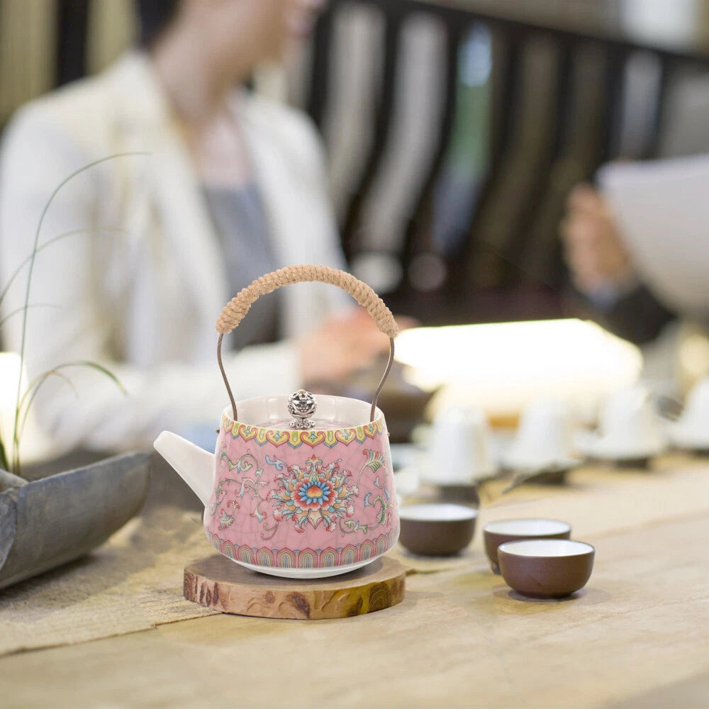3 Count Enamel Teapot Travel Porcelain Pots Chinese Style Kettle
