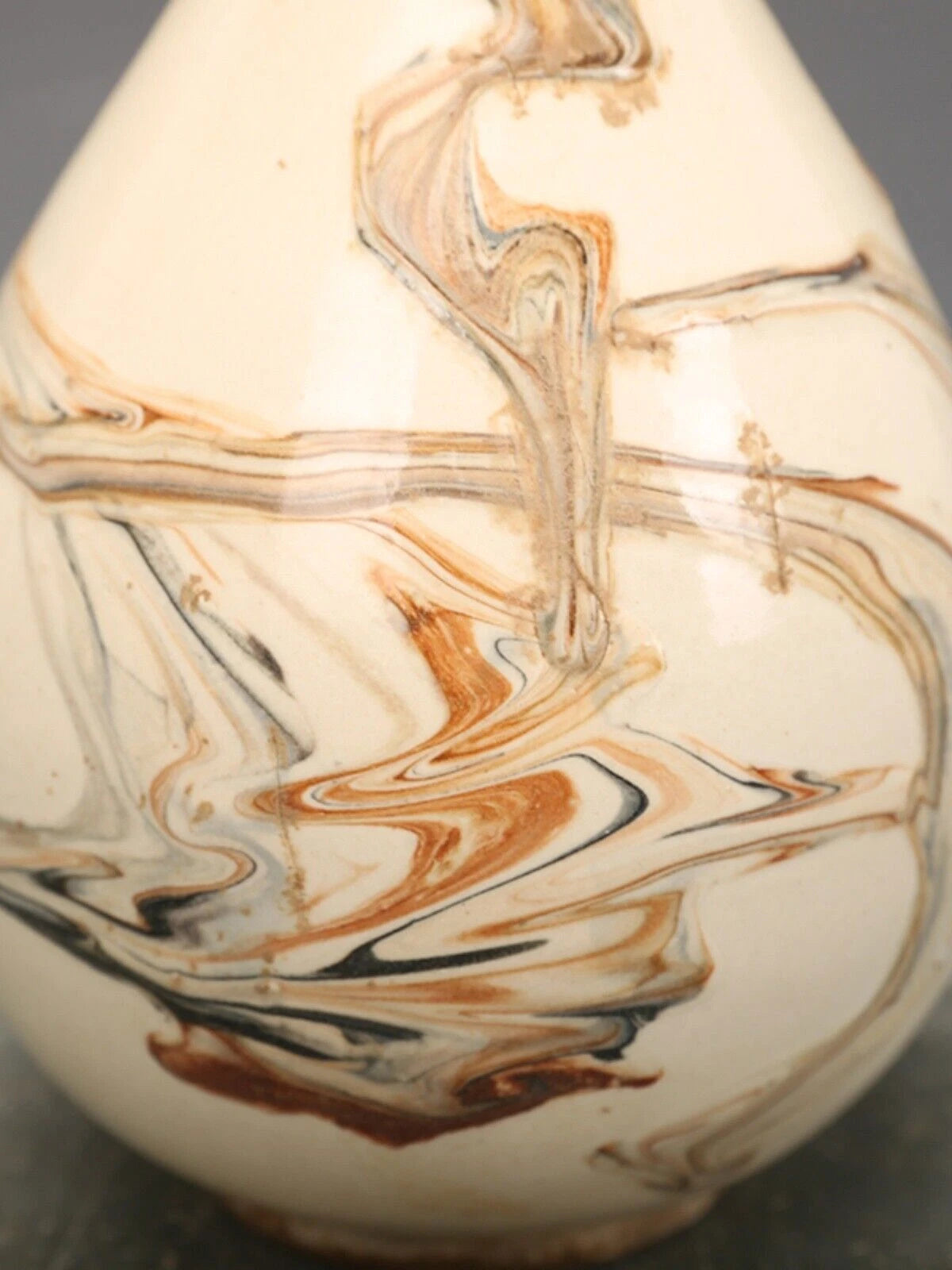 7.8"China CiZhou Kiln Porcelain Is Huairen Kiln Gnarled Enamel Yu Hu Chun Vase 4