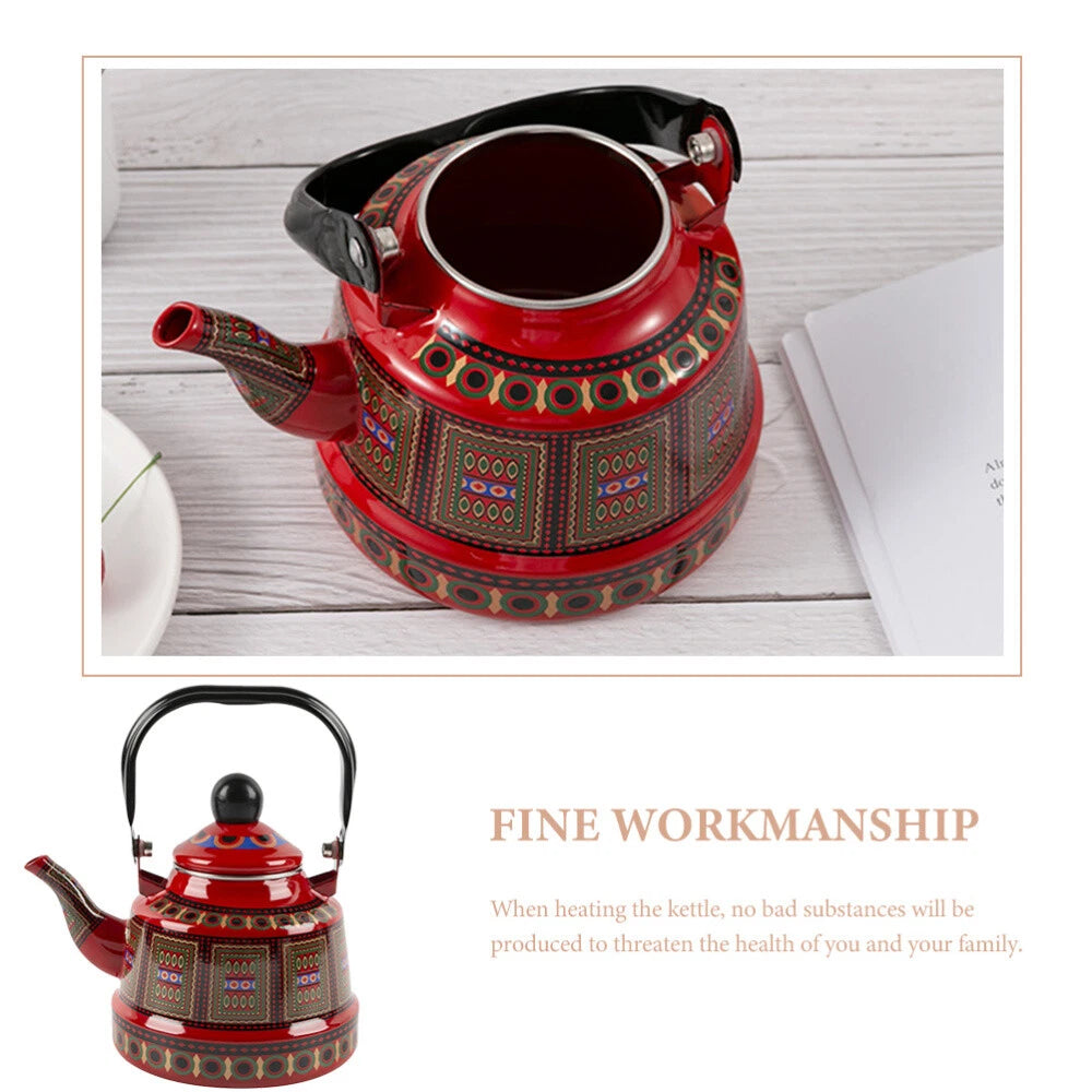 2 Count Enamel Teapot Woman Retro for Stovetop Porcelain Kettle Coffee