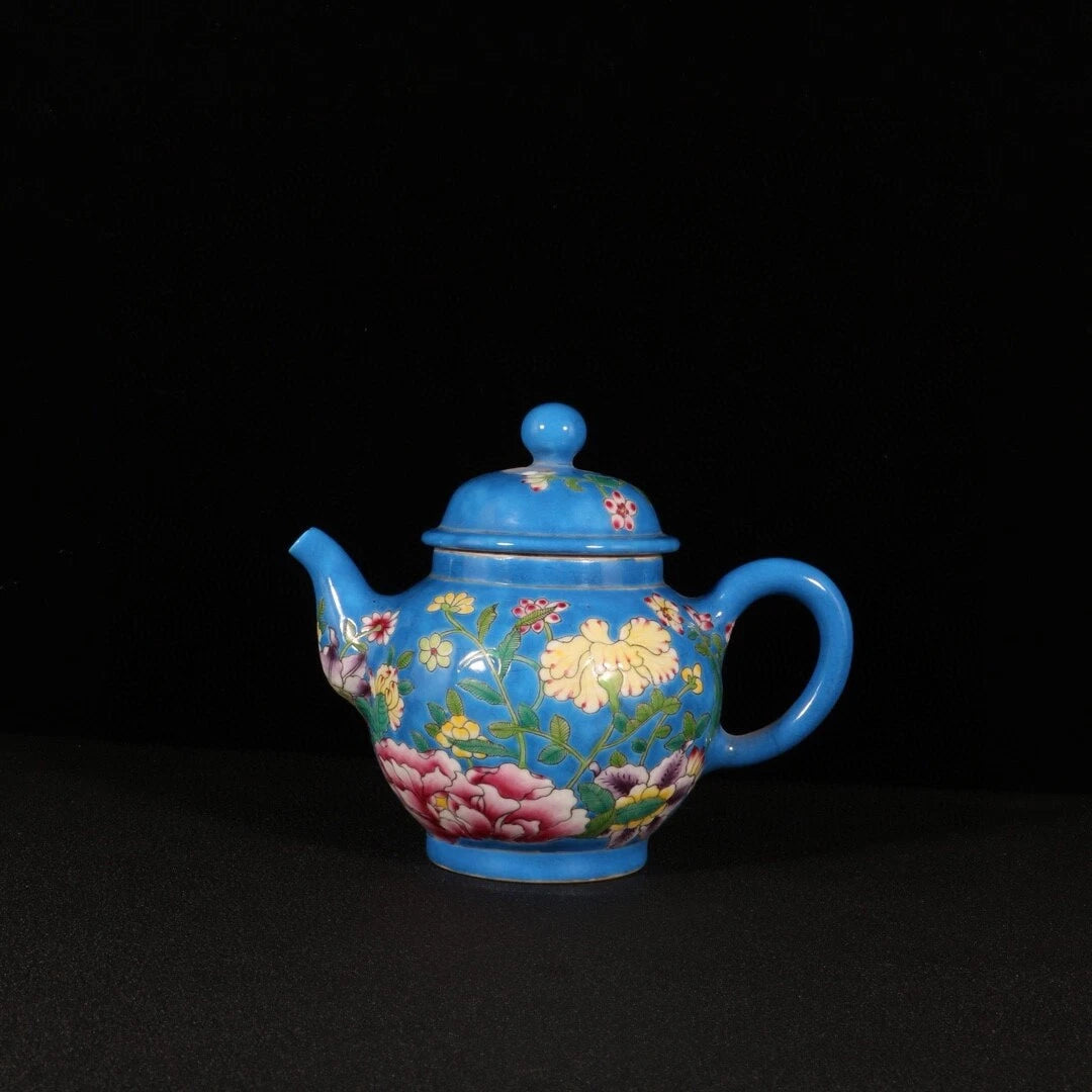 6.4"Old Chinese antique the Qing dynasty Qianlong reign Enamel Floral patternpot