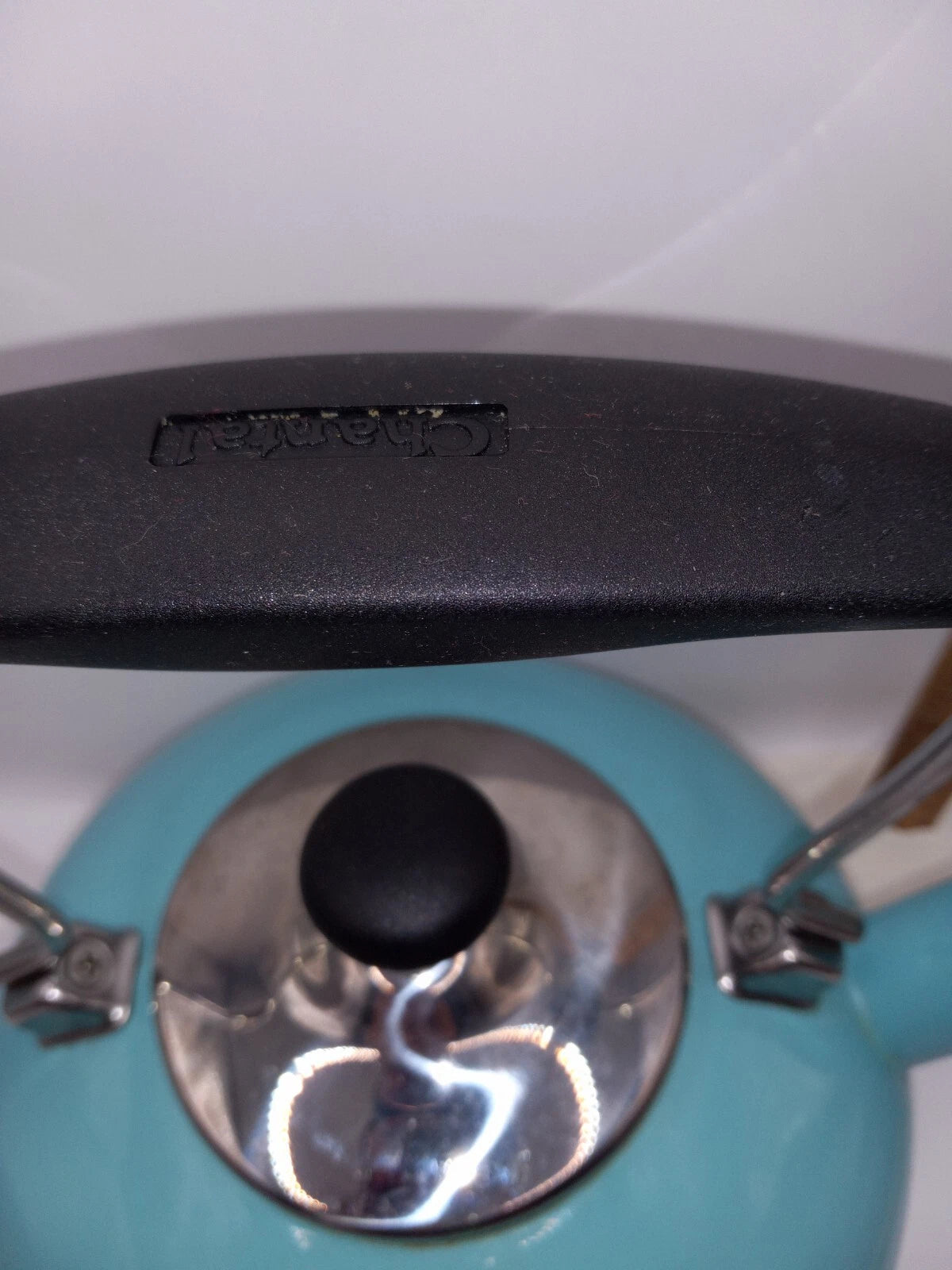 Chantal Whistling Tea Kettle 2 Qt Stovetop Enamel Turquoise Aqua Teapot