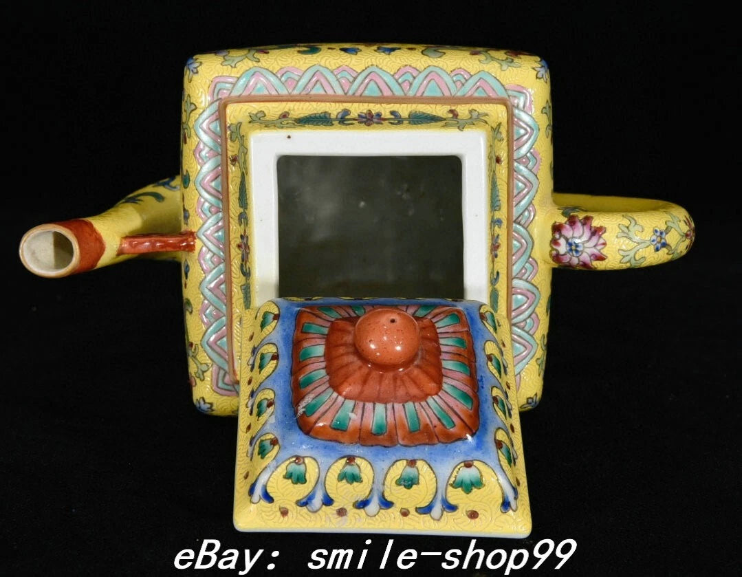 7" Yongzheng Dynasty Enamel Colour Porcelain Gilt Fengshui landscape Kettle Pot