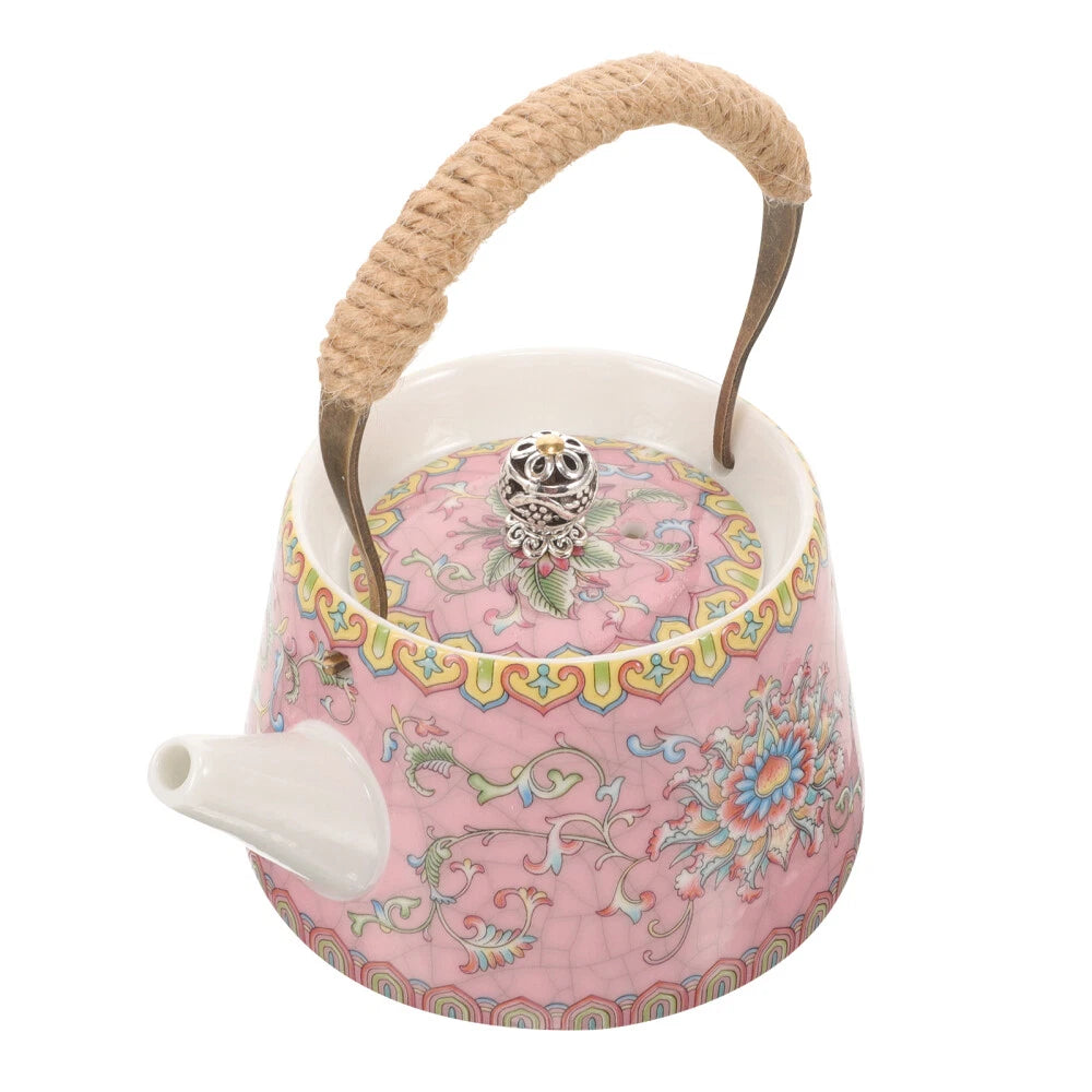 3 Count Enamel Teapot Travel Porcelain Pots Chinese Style Kettle