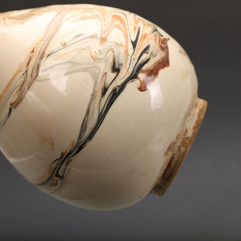7.8"China CiZhou Kiln Porcelain Is Huairen Kiln Gnarled Enamel Yu Hu Chun Vase 4