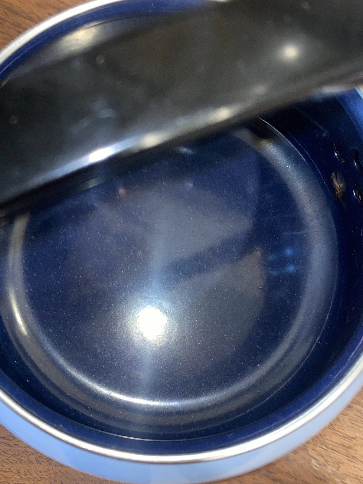 2-Vintage 2 QT Siam FujiWare Tea Kettle Thailand White Blue Enamel