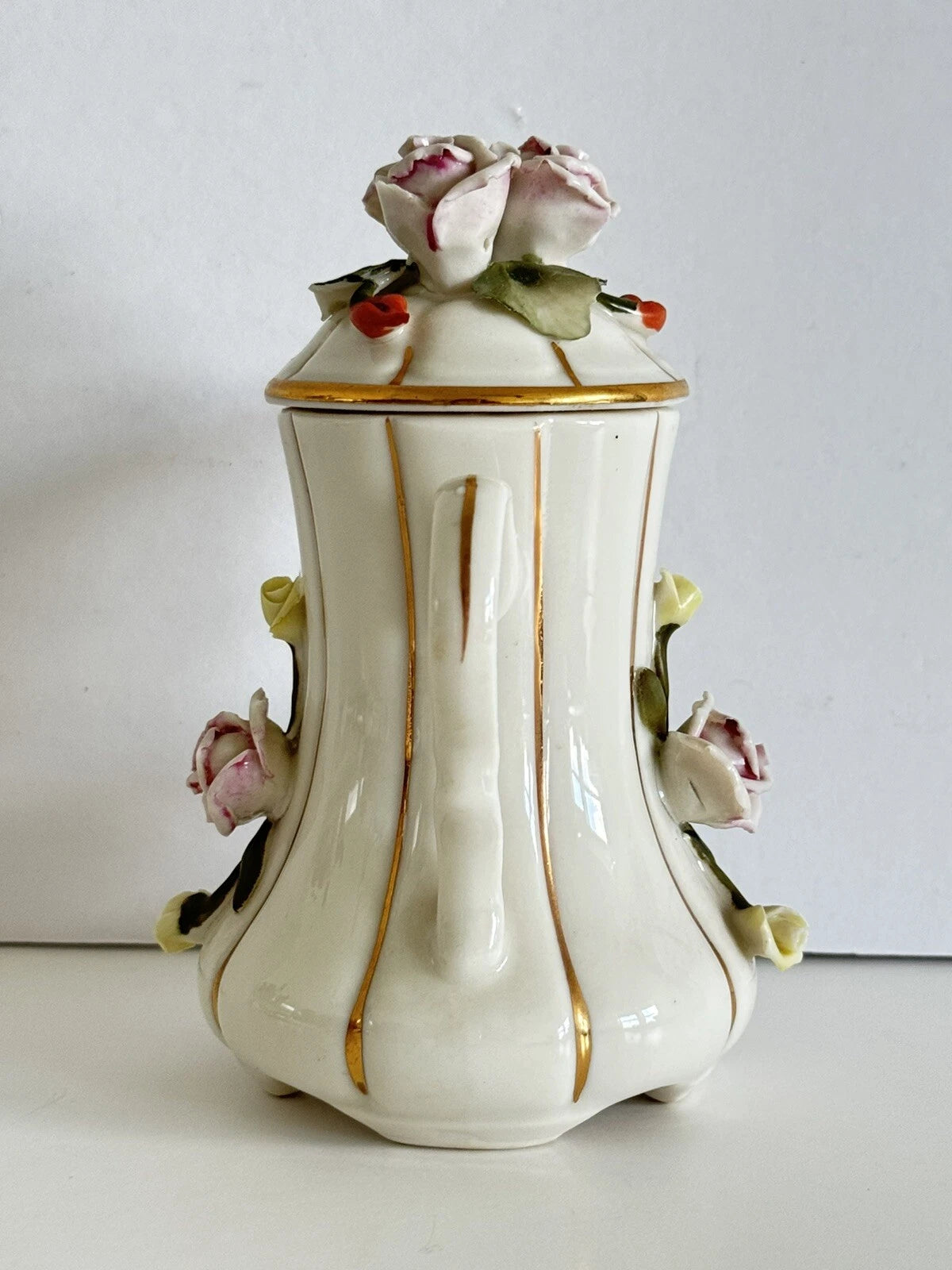 Antique Vintage Porcelain Teapot w/ Gold Accents Porcellana N