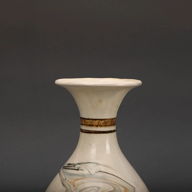 8.3"China CiZhou Kiln Porcelain Is Huairen Kiln Gnarled Enamel Yu Hu Chun Vase 4