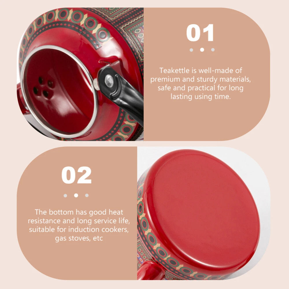 2 Count Enamel Teapot Woman Retro for Stovetop Porcelain Kettle Coffee