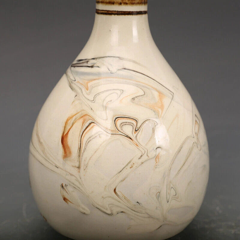 8.3"China CiZhou Kiln Porcelain Is Huairen Kiln Gnarled Enamel Yu Hu Chun Vase 4