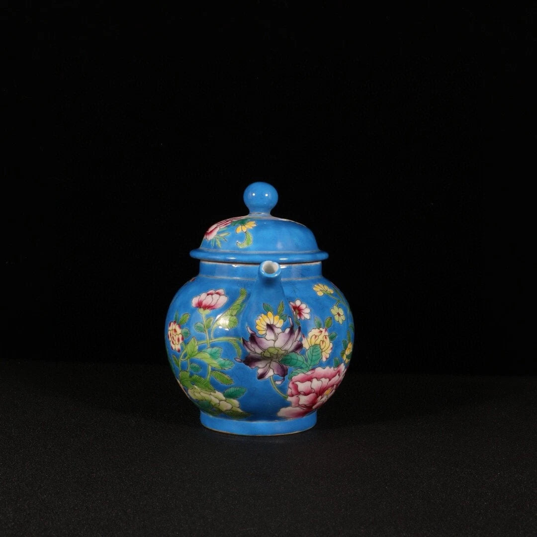 6.4"Old Chinese antique the Qing dynasty Qianlong reign Enamel Floral patternpot