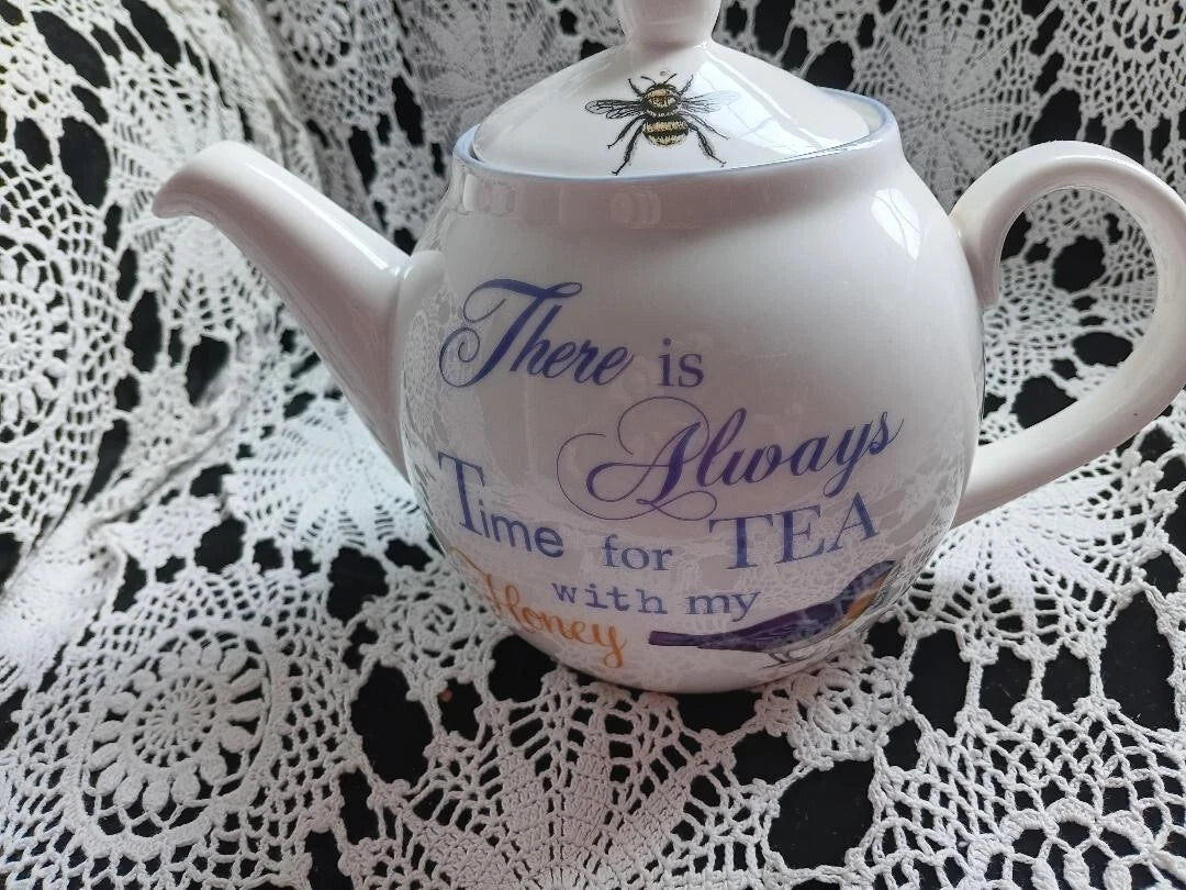 **Vintage Creative Co-op Artist Mary Lake Ampson Ceramic Teapot~Bird & Bee**