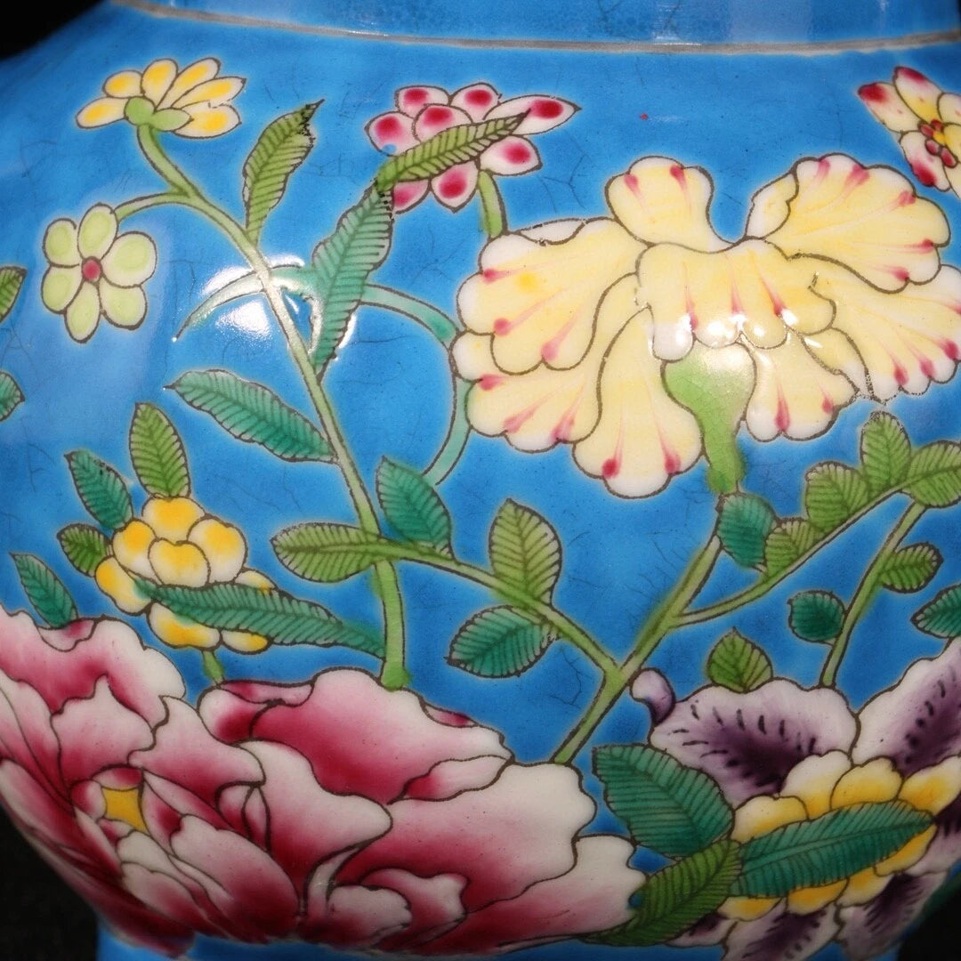 6.4"Old Chinese antique the Qing dynasty Qianlong reign Enamel Floral patternpot