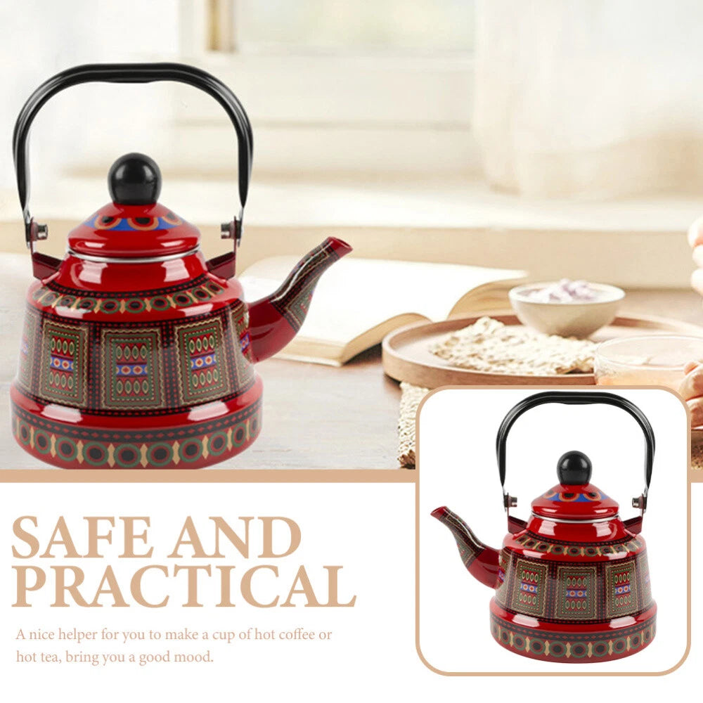 2 Count Enamel Teapot Woman Retro for Stovetop Porcelain Kettle Coffee
