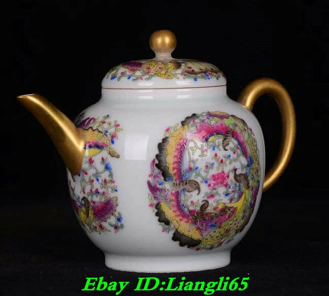 5" Yongzheng Marked China Colour Enamel Porcelain Dynasty Flower Handle Teapot-
