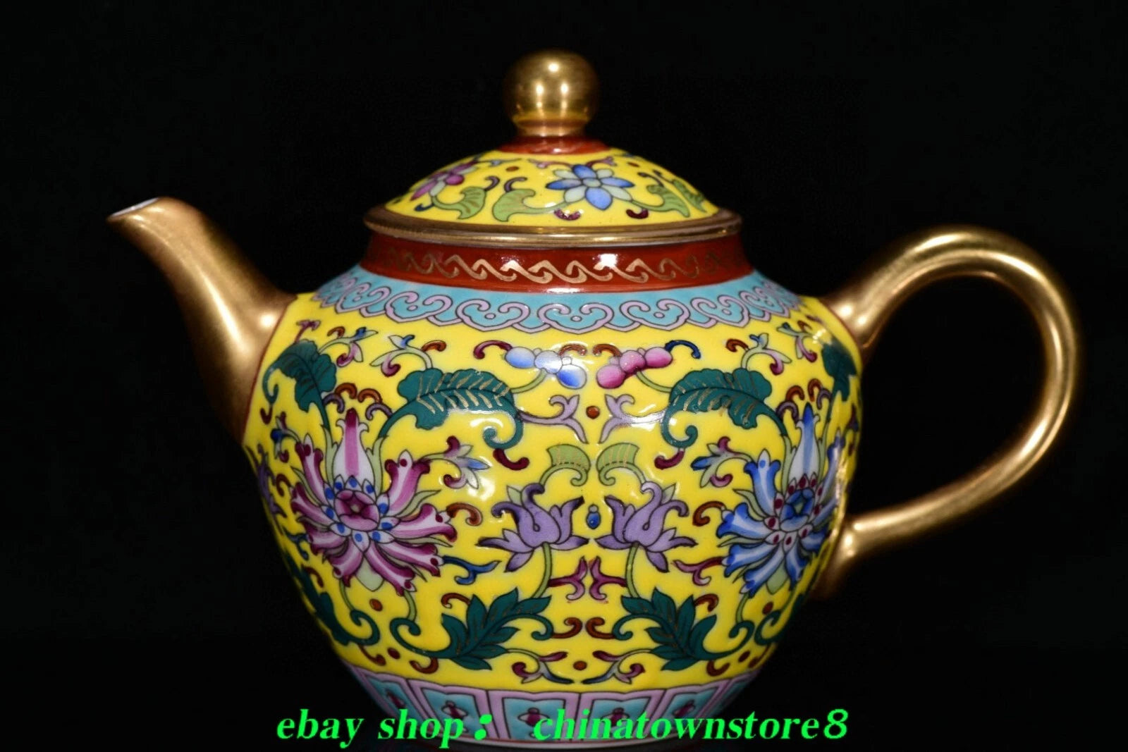 9''Old Enamel Colour Porcelain Gold Cup Mug Glass Wine Tea Pot Flagon Plate Set