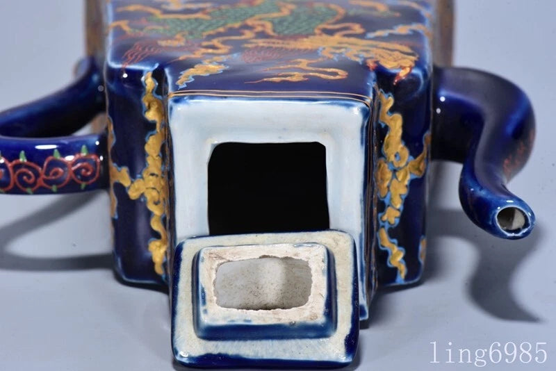 9.6"China Ming Dynasty enamel porcelain dragon loong pattern Wine Tea Pot Flagon