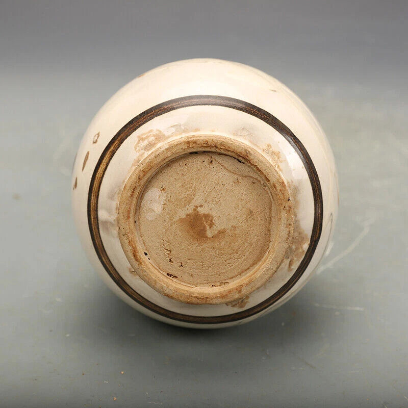 8.3"China CiZhou Kiln Porcelain Is Huairen Kiln Gnarled Enamel Yu Hu Chun Vase 4