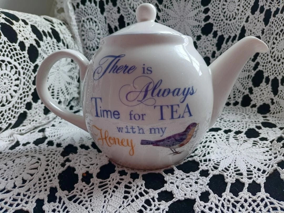 **Vintage Creative Co-op Artist Mary Lake Ampson Ceramic Teapot~Bird & Bee**