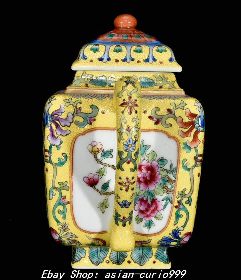 7" Qing Yongzheng Enamel Colour Porcelain Landscape Flower Wine Tea Pot Flagon