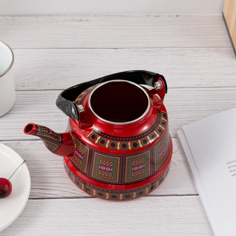 2 Count Enamel Teapot Woman Retro for Stovetop Porcelain Kettle Coffee