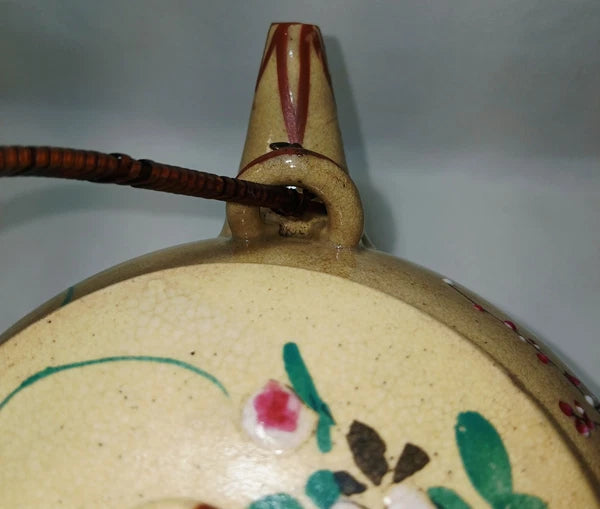 Antique Japanese Yellow Ware Ceramic Famille Rose Raised Enamel Teapot