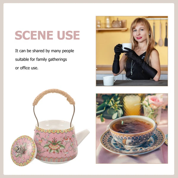 3 Count Enamel Teapot Travel Porcelain Pots Chinese Style Kettle