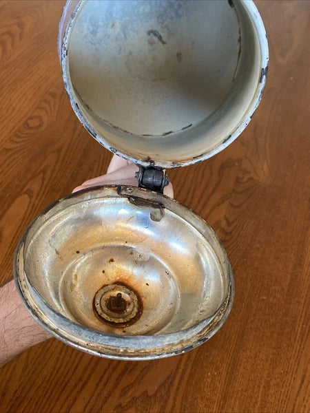 ANTIQUE GREY GRANITEWARE ENAMEL COFFEE TEAPOT IRON HANDLE WOOD KNOB PAT OCT 1889