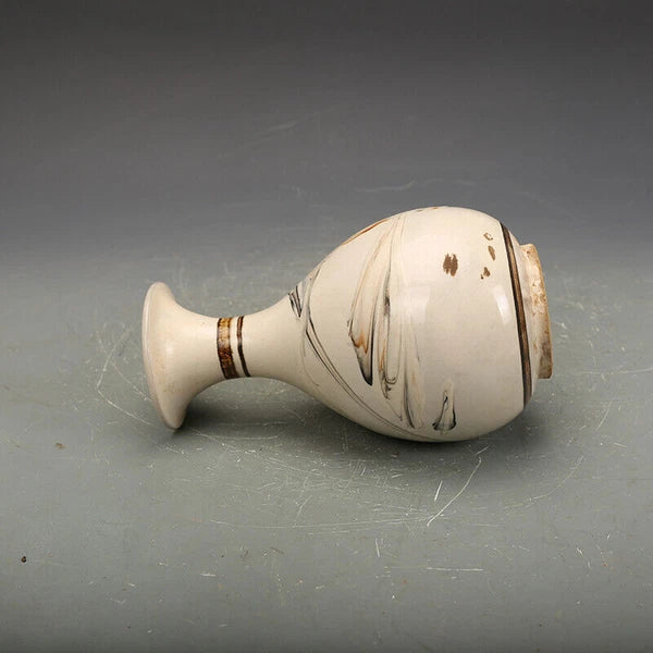 8.3"China CiZhou Kiln Porcelain Is Huairen Kiln Gnarled Enamel Yu Hu Chun Vase 4