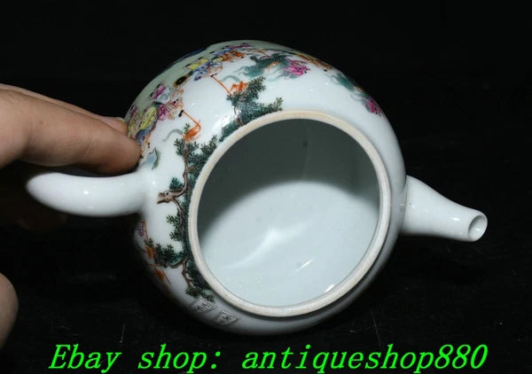 5.5''Qing Qianlong Enamel Colour Porcelain Gold Tongzi Wine Tea Pot Flagon-