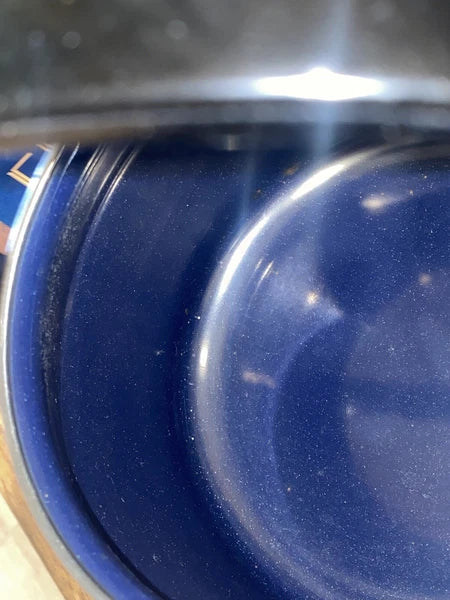 2-Vintage 2 QT Siam FujiWare Tea Kettle Thailand White Blue Enamel