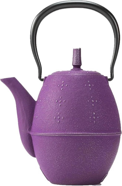 Iwachu Nambu Ironware Rice Teapot Enamel Inside Silver/Grape w/Box New Import JP